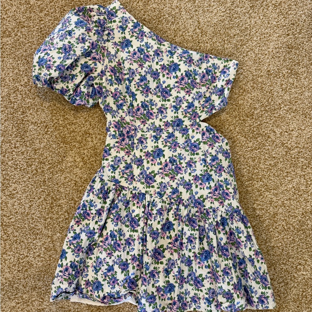 DO+BE Floral One-Shoulder Dress in Blue and Purple